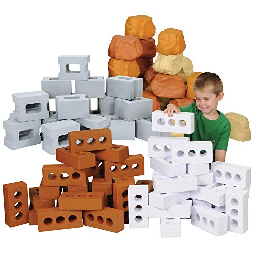 Kaplan Early Learning Lightweight Foam Brick, Blocks, and Rock Builders for Realistic Building Experience