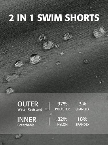 Image of ATTRACO Women's 3 inch High Waisted Swim Board Shorts Pleated Summer Beach Shorts with Pockets