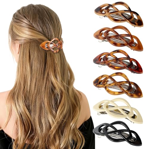 6 clips pinza vintage para cabello con diseño carey miniatura 1