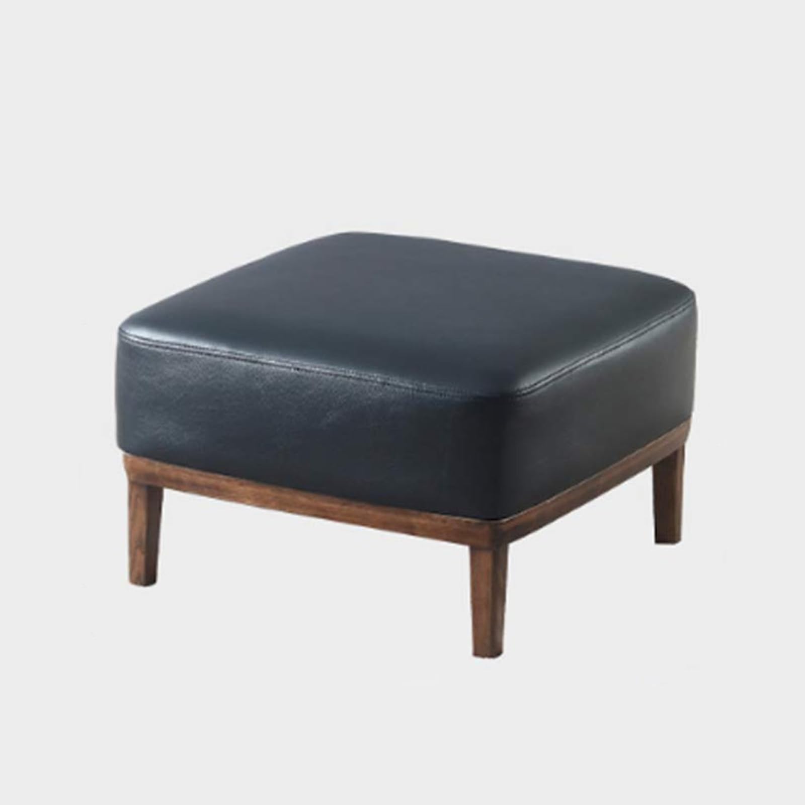 Pouf ottoman en similicuir haut de gamme avec pieds bois