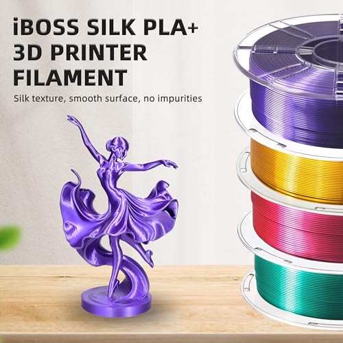 Image of iBOSS PLA Pro (PLA+) 3D Printer Silk Filament 1.75mm,Shiny Silk Purple 3D Printing Filament,1kg Spool (2.2lbs),Dimensional Accuracy + /- 0.02mm,PLA Plus 3D Filament,Fit Most FDM Printer(Silk Violet)