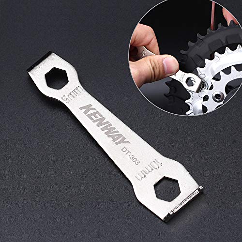 Okared Bike Chainring Wrench for Mountain Bike, 9/10mm Bike Chainring Bolt Fixed Wrench Bicycle Crank Spanner Wrench Tool