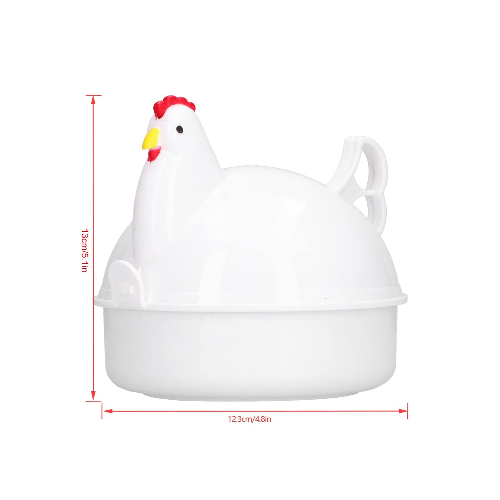 Beufee Microwave Egg Cooker, 4 Eggs Boiler Steamer, Hen Shape, Multifunction, White, Plastic & Aluminum, Round