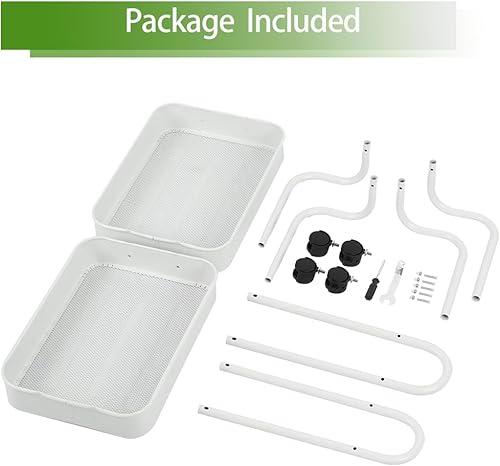 Miniatura 7 de Organizador de almacenamiento de 2 niveles de malla metálica con ruedas bloqueables para oficina, cocina, sala de estar, lavandería, baño, color