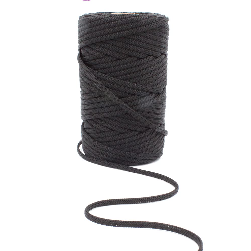 BOBBINY | Braided/Knitted Nylon Macrame PP Knot Thread and Beading Cord Rope | Black | 3mm,50Mtr.