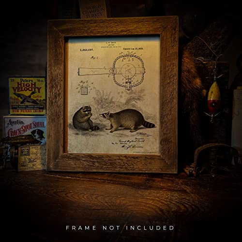 Raccoon Trap - Vintage Rustic Trapping Hunting Wall Decor 8X10 Unframed Art Poster Print - Fur Trapping Decorations For Bar, Man Cave, Cabin, Lodge - Hunting Gifts For Men, Boys, And Hunters #TOP2