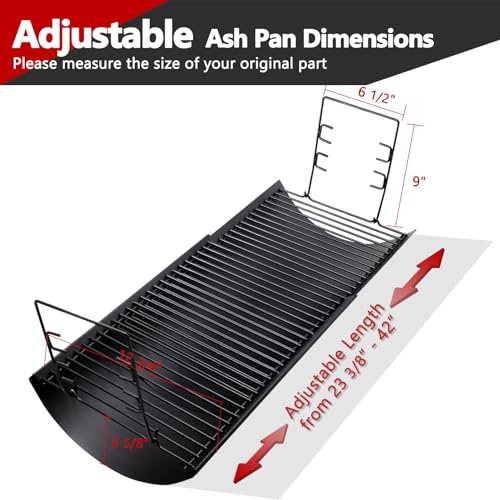 Image of Criditpid 23.62 inch- 42 inch Adjustable Ash Pan for Char Griller 5050 5650 2121 5072 3001 2828 2123 2823 2929, Grill Charcoal Tray Ashpan Replacement Parts for Royal Gourmet, Oklahoma Joe's Charcoal Grills