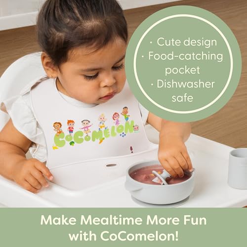 CoComelon Silicone Bibs for Babies with Adjustable Neck - Durable Baby Silicone Bibs - Baby Bib with Food Catcher Pouch for Mess-Free Meal Time - Baby Led Weaning for Boys and Girls2