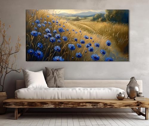 Toile d'un tableau de bleuets 50x100cm pour style champêtre