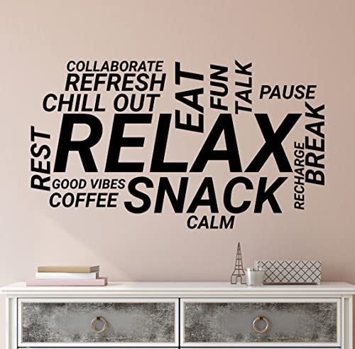 Break Room Vinyl Wall Decal Relax Office Spa Salon Room Zone Massage Words Letters Stickers Mural (ig6469) Black (M 21 in X 35 in)