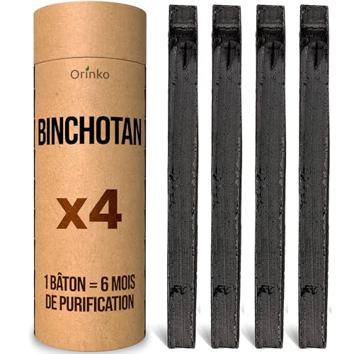 Binchotan Bio x4 - Charbon Actif Takesumi de Bambou pour Purification de l'Eau - Filtration Écologique et Durable - Pack de 4 Bâtons de Takesumi