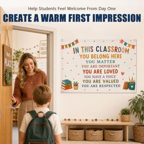 Classroom Banner Decor, Positive Classroom Wall Decor with Growth Mindset Messages, Welcome Sign for Classroom, Back to School Classroom Decorations for Elementary School, Boho Teacher Classroom Decor (Classroom, 20x28 inch) - Image 3