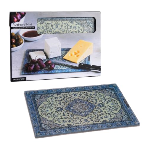 PELEG DESIGN Rugboard Mini Planche à Découper en Verre – Petit Plateau de Service Motif Tapis, Dessous de Plat Design & Hygiénique, Verre Trempé Haute...