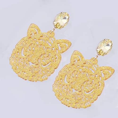 Statement Earrings for Women Resin Drop Tiger Head Bohemian Pendant Crystal Stone Earring Large Dangle Pendient Brinco Ear Accessories Gift2