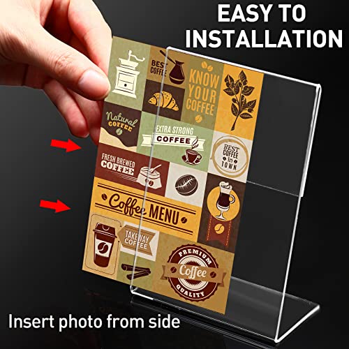 48 Pcs Acrylic Picture Frame, 3.5 X 5 Inch Acrylic Sign Holder Clear Photo Frame Tabletop Slanted Back Plastic Picture Frames Display #TOP3