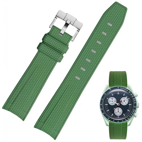 Image of Silicone Rubber Bands for Omega X Swatch Moonswatch Watch Strap 20mm Curved End Weave Style Premium Silicone Rubber Replacement Strap Women Men,for Omega Swatch Moonswatch Speedmaster