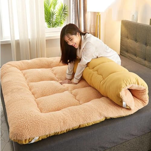 Futón japonés para colchón de suelo, grueso, plegable, portátil, para tumbona o cama de invitados, diseño doble individual, ideal para dormir y descansar cómodamente