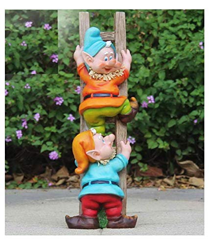 Products Resin Thedecorshed 2 Gnome Climbing Ladder for Garden Decor, Garden Side, Santa Planters, Gnome Statue, Dwarf Statue, Santa Figure, Garden Side Statue (Brown)