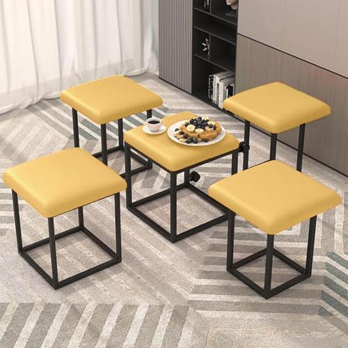 Pouf cube empilable 5 en 1 jaune de 35x35 cm pour optimiser l'espace - 4