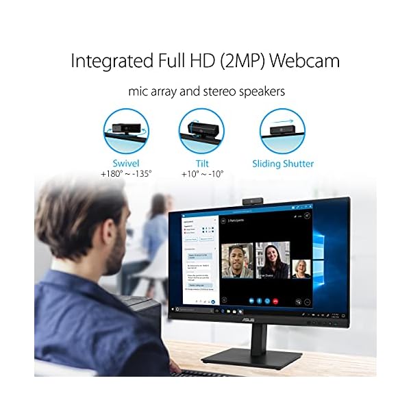 ASUS BE279QSK - Monitor para Videoconferencias 27 Pulgadas, Full HD, IPS, Cámara Web Full HD, Altavoces Estéreo, Antiparpadeo, Luz Azul de Baja Intensidad, Puede Montarse en la Pared - Image 4