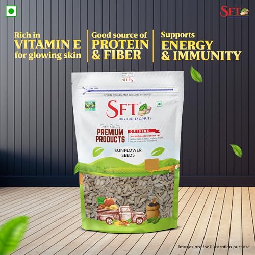 Image of SFT Sunflower Seeds 1 Kg - Raw Seed for Eating | Healthy Snacks | High in Vitamin, Fibre & Protein Seeds | Non - GMO seed | Diet Food | Gluten free | Premium Raw Sunflower seed