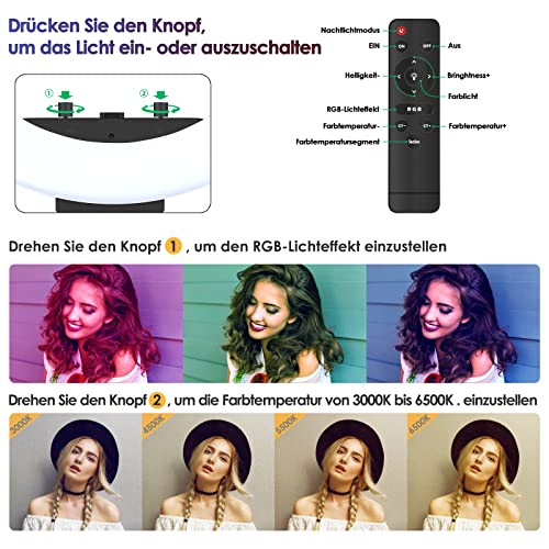 EYETOO RGB Ringlicht 18 Zoll mit Standfuß, Selfie 55W 49 Modi Dimmbares LED 75'' Stativständer und Handy iPad Halter… – Bild 5