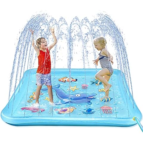 Growsland Splash Pad for Toddlers, Outdoor Sprinkler for Kids, 67" Summer Water Toys Inflatable Wading Baby Pool Fun Gifts for 3 4 5 6 7 8 9 Years Old Boy Girl Backyard Garden Lawn Outdoor Games Cover