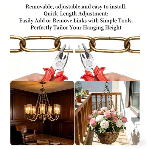Image of Sangle Soppfy Vingage Canopy Kit and Pendant Light Fixture Chain for Chandelier or Swag Light Fixtures,Maximum Weight of 60 Pounds, 6 feet,Heavy Duty,5 Inches Diameter (Brass)