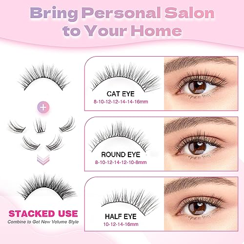 Glowing Win Cluster Lashes Kit DIY Eyelash Extensions Kit with Lash Bond&Seal and Applicator Individual Lashes Set 144PCS Wispy Lash Extensions Reusable C D durl Natural Eye Lashes Mix 8-16mm - Image 3