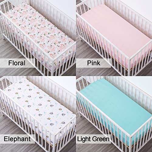 Image of Bimocosy Crib Sheets 4 Pack, Baby Crib Sheets Fitted for Boys and Girls Breathable & Snug Fit, Soft Toddler Bed Sheets for Standard Crib Mattress Nursery Daycare Essentials, Elephant Dreams
