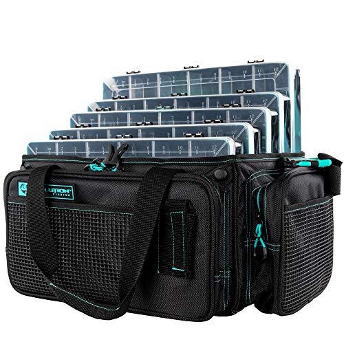 Evolution Outdoor Drift Series Topless Horizontal Tackle Bag – Seafoam, 3700 Size, Outdoor Rucksack W/ 5 Fishing Tackle Trays, Padded Handle And Shoulder Strap, Tackle Carrying Case #TOP13
