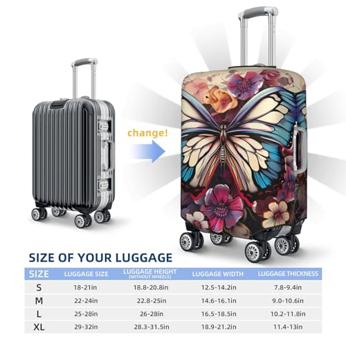 Travel Luggage Cover Suitcase Protector Elastic Washable Butterfly Floral Suitcase Cover Anti-scratch Spandex Baggage Covers Fits 18-32 Inch Luggage2
