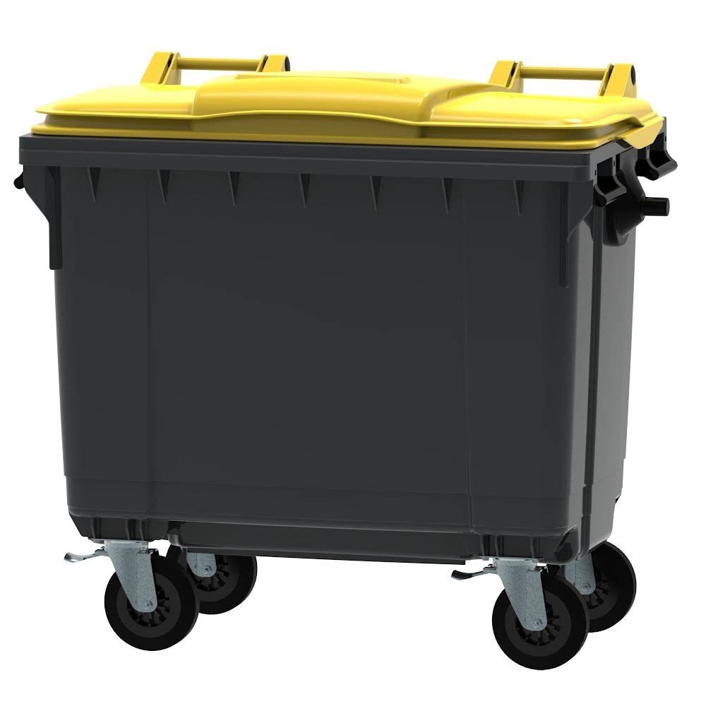 ESE Poubelle Conteneur à déchets 660L + Couvercle jaune