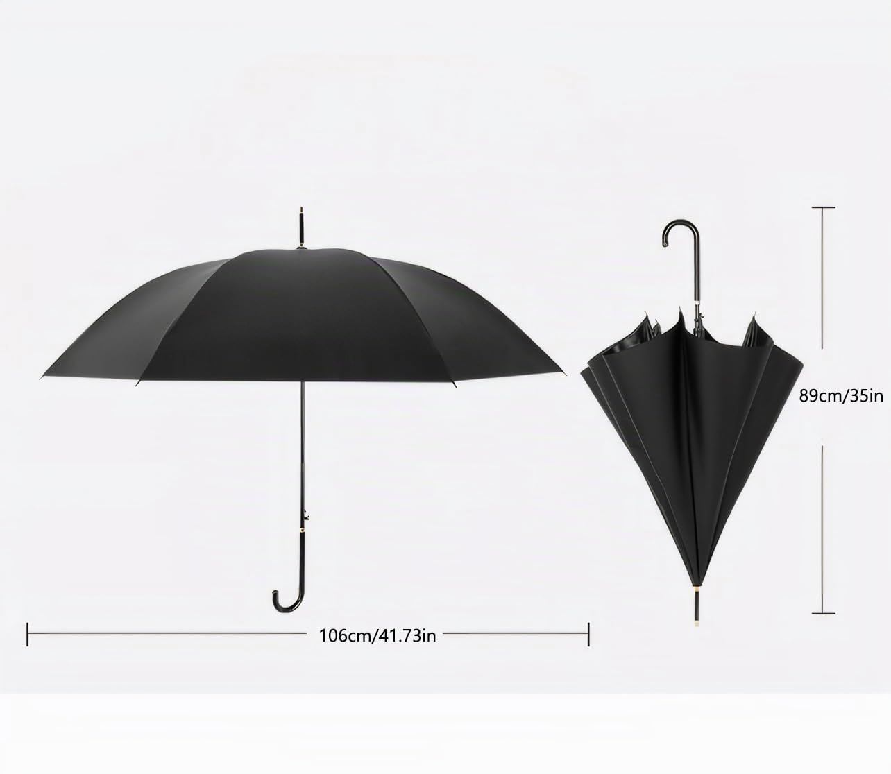 Paraguas Automático Ligero Portátil Compacto con Mango Largo de Tela Recubierta de Vinilo para Protección Solar y de Lluvia Diseño Minimalista a Rayas