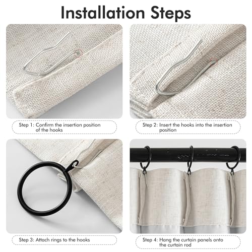 MIULEE 100% Blackout Linen Pinch Pleated Curtains - 84-Inch Drapes for Bedroom and Living Room (2 Panels)