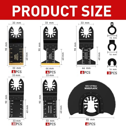 Image of Oscillating Saw Multitool Blades for Wood Fits Dewalt, Ryobi,54Pcs
