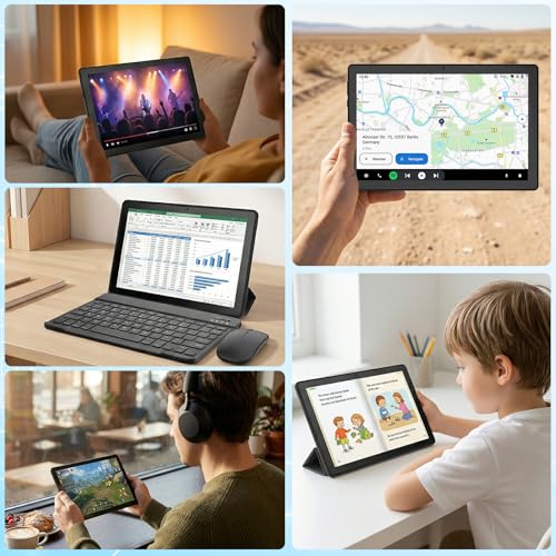 Image of 2 in 1 Android 16 Tablet with Keyboard Mouse Stylus Case, 34GB RAM 128GB 1TB Expand, Octa-Core Processor, 6000Ah Battery, HD Screen Widevine L1, Dual Cameras Face Unlock, WiFi 6 BT 5.4 Tablets Bundle