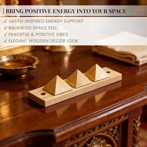 Image of Plus Value Authentic Shriparni Wooden Pyramid Strip for Vastu Dosh Nivaran | Toilet & Bathroom Defects Remedy | Negative Energy Protection | Home Office Vastu Correction Tool | Original | Ready to Use