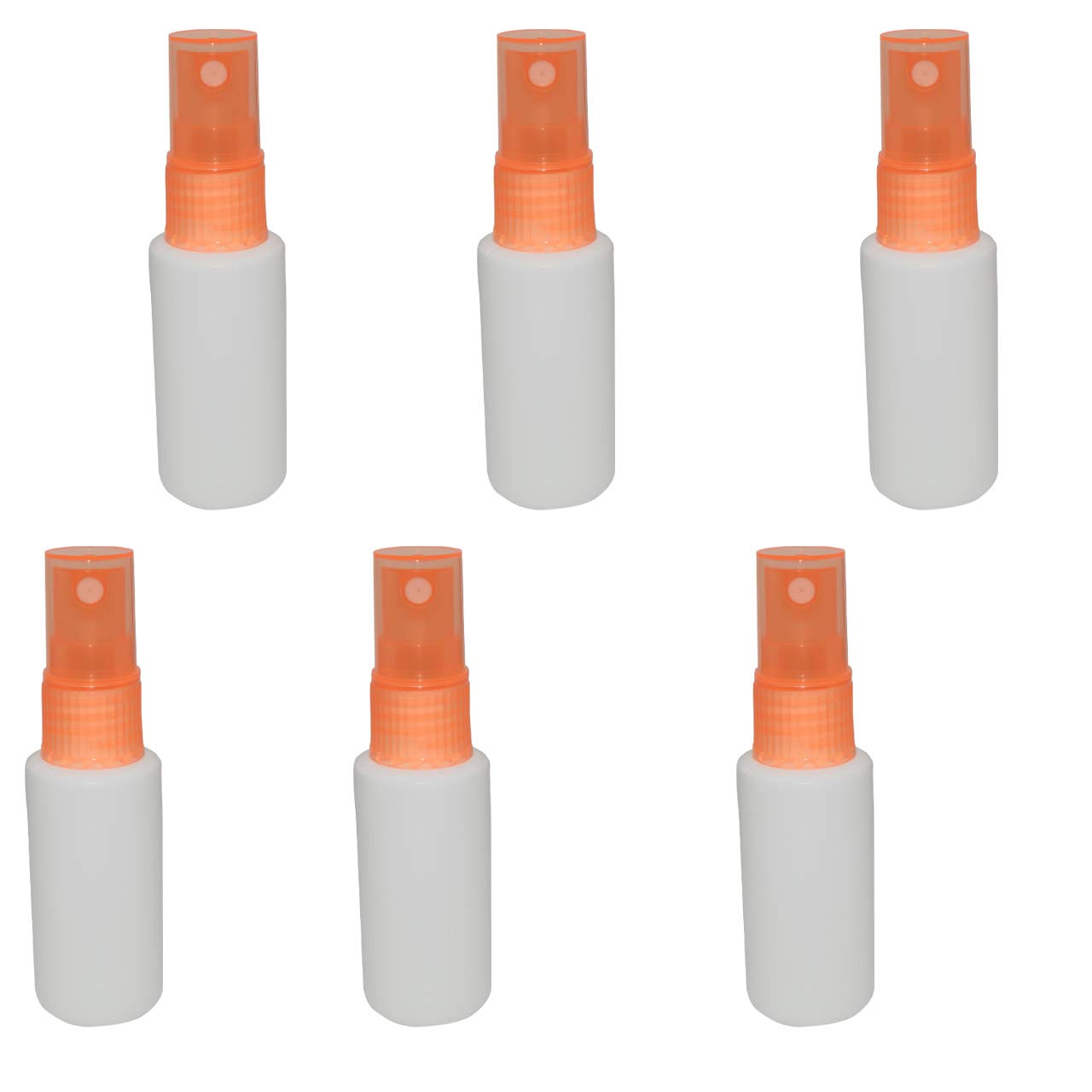 Hunky Dory 50ml Empty Plastic White With Orange Cap Refillable Fine Mist Spray Bottle for hand sanitizer, Toner, Perfume, Lotion, OIl, etc, (Pack of 6)-image-9