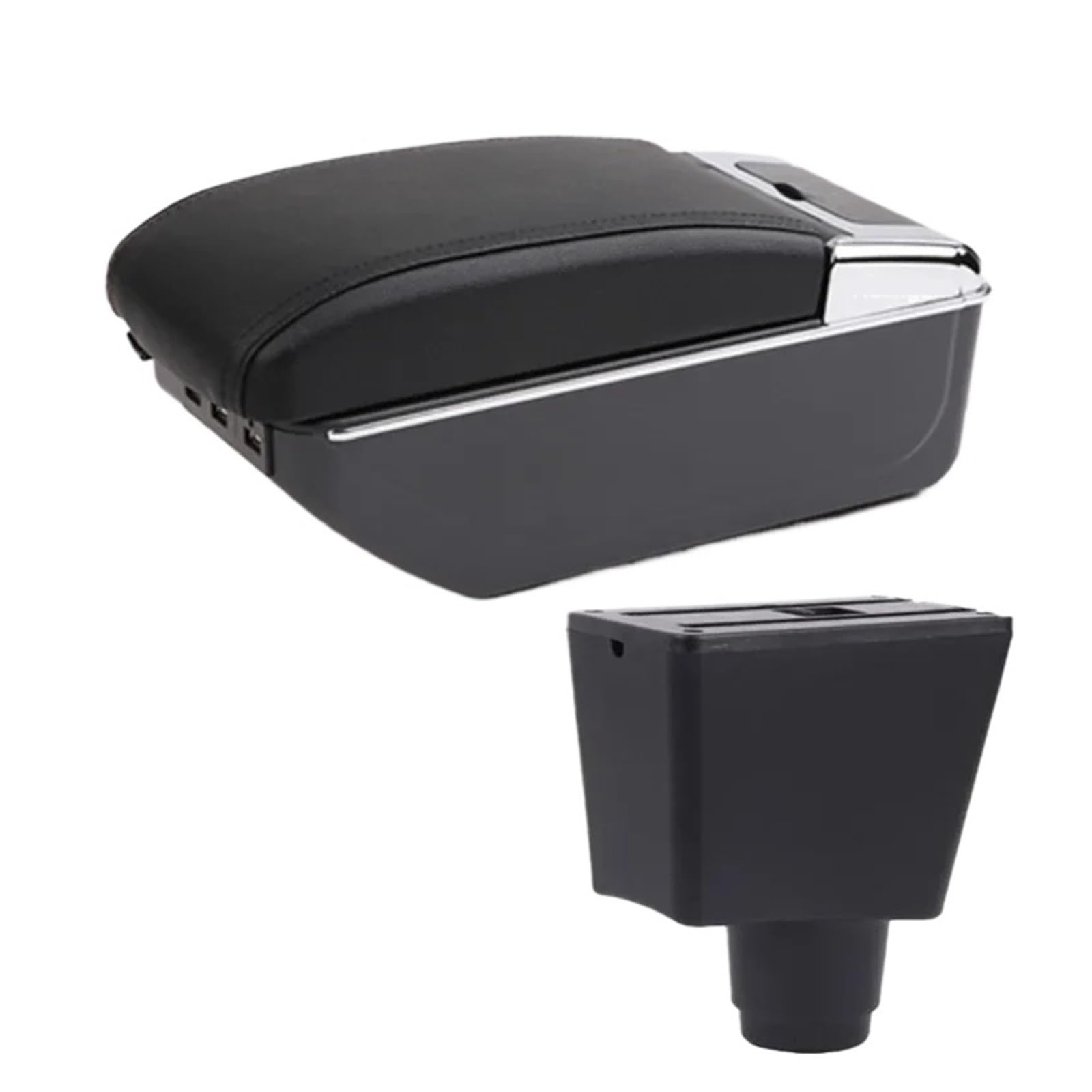 Umdjju C2 Black Line 7Usb For Logan For Sandero 2 2018 Car Armrest Box Interior Parts Center Storage Car Centre Console Armrest Box(C2 Black Line 7Usb)