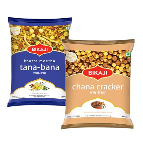 Khatta Meetha 1000g and Roasted Chana Cracker 200g Combo of 1200g (42.33Oz) – Authentic Indian Snacks Family Pack | Crunchy Namkeen, Party Mix, Bar Snacks & Tea-Time Treats