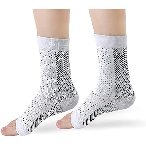 promack Plantar Fasciitis Compression Socks - Foot & Ankle Brace Socks for Plantar Fasciitis Relief Arch Support & Heel Pain Relief Ankle Socks for Everyday Use & Sports, White, Extra Large Cover
