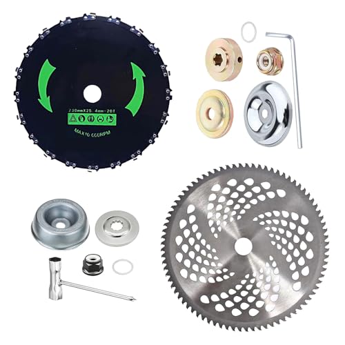 Brush Cutter Blade Kit 9 20T Chainsaw Tooth and 10 80T Carbide Tip Compatible with Stihl Husqvarna Ego Oregon Hitachi Trimmer (2 PCS with Accessories)