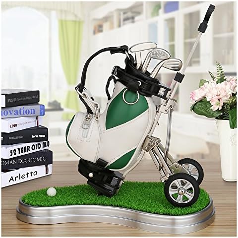 10L0L Golf pen holder with 3 Pieces Golf Club Pens Set Unique Golf Golf Desk Decor Gifts Souvenirs for Men - Green + White