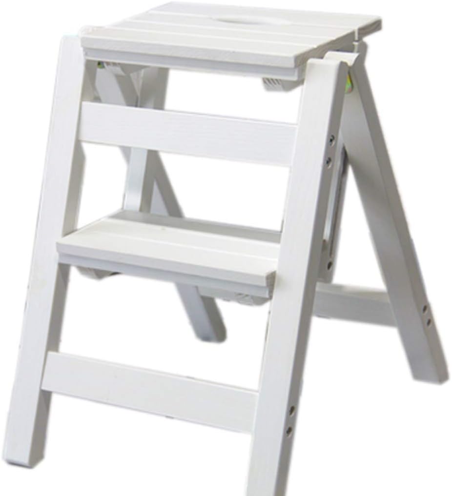 2 Layer Folding Stool Ladder Portable Durable Solid Wood Non Slip Multifunctional Indoor Climbing Stool for Safety and Convenience