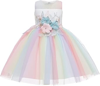1-12 Years Girls Dress Sequin Lace Wedding Party Flower Dress