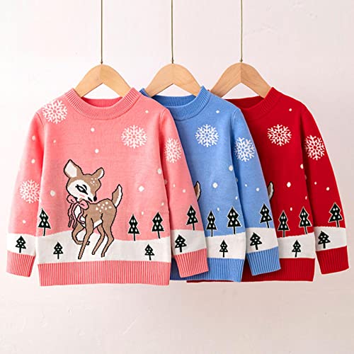 Boys Girls Cartoo𝐧 Christmas Reindeer Sweater Xmas Long Sleeve Warm Knit Pullover Crewneck New Years Knitwear2