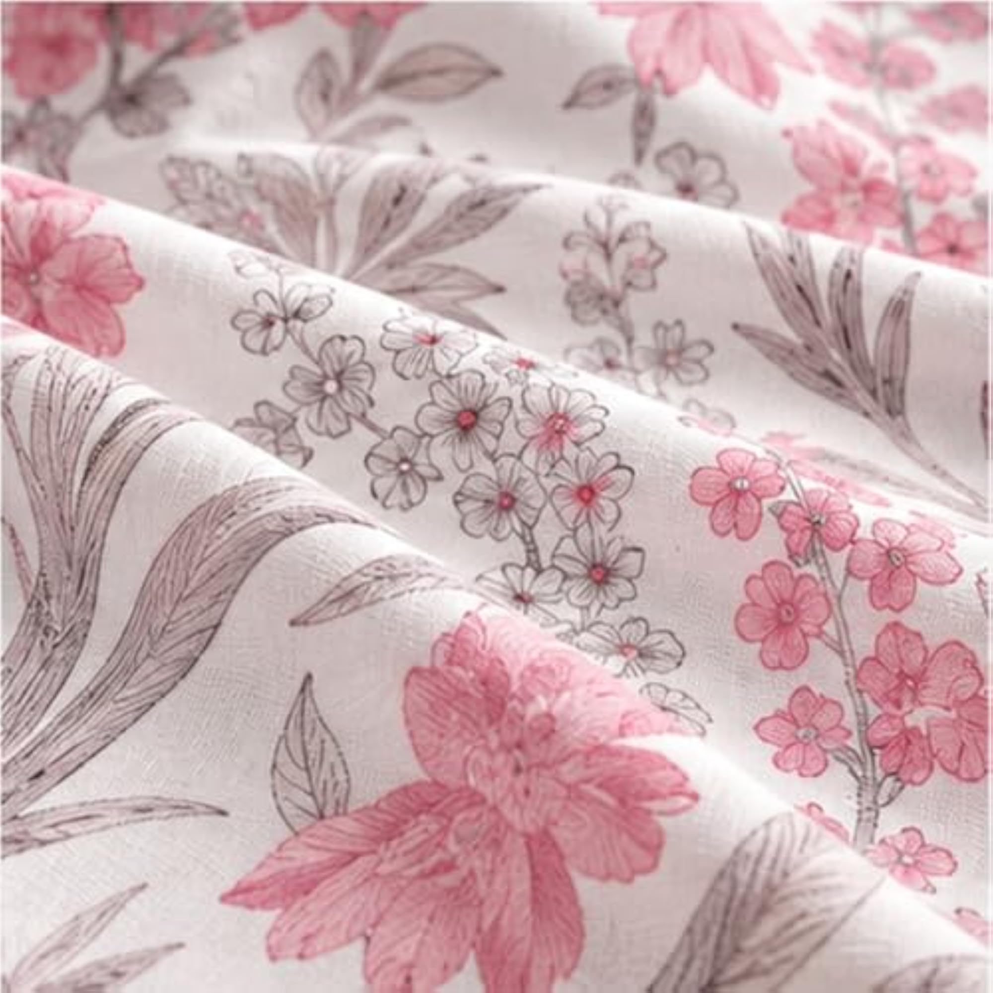 Florentine Floral Pink Super King Size Bedsheet Set, 3 Piece