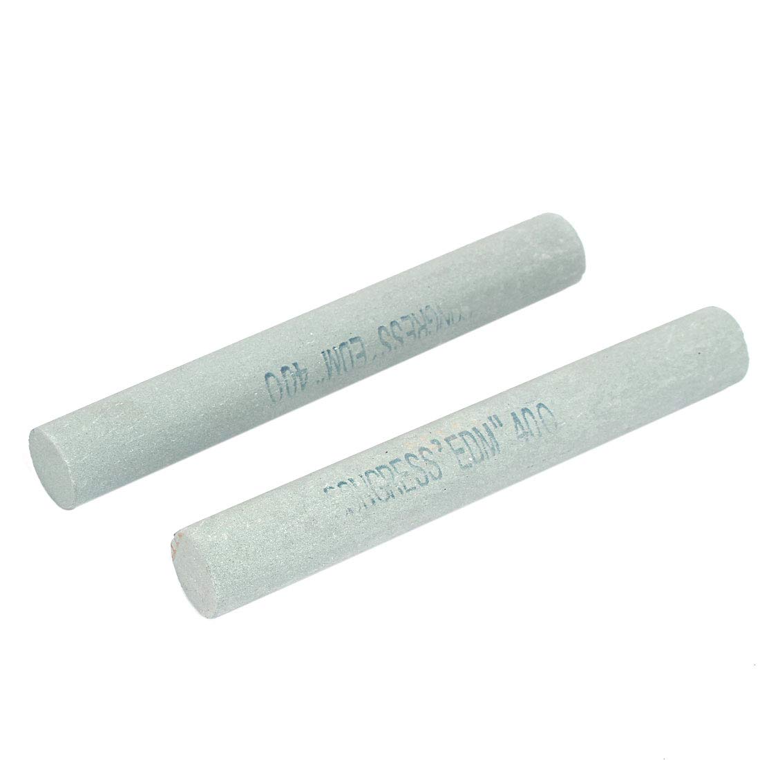 Aexit 150mm Long Abrasives 400 Grit Round Polishing Oil Stone Sticks Green 2 Pcs Model:99as285qo330