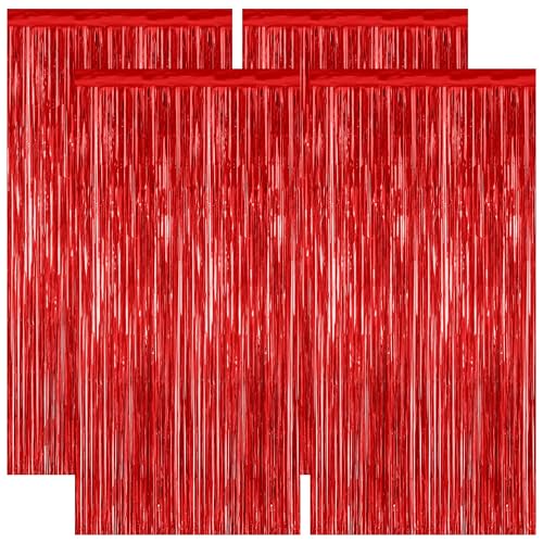 4 Pack Red Backdrop 3.28 FT x 7.05 FT Cortina Festiva miniatura 1